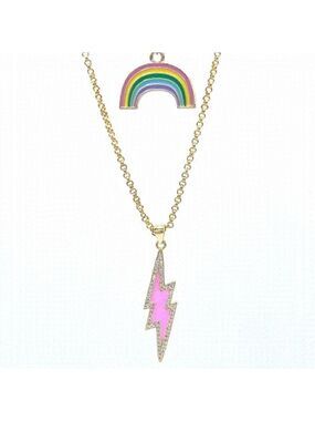 SWEET Rainbow and Lightening Bolt Necklace Set.